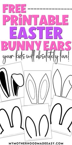 printable easter bunny ears for kids to color and cut out with the text, free print