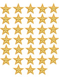 gold stars are arranged in rows on a white background