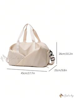 Bird in Bag - Premium Travel Duffel Bag with Dry and Wet Separation, Stylishly Versatile, Spacious Sports Gym Yoga Shoulder Bag featuring Independent Shoe Compartment for Enhanced Functionality. Ideal Luggage Storage Companion for Seamless Travel and Fitness Enthusiasts. White Large Capacity Shoulder Bag For Sports, Large Capacity Solid Color Gym Bag, Functional Solid Color Gym Bag, Functional White Travel Bag With Adjustable Strap, Versatile Large Capacity Beige Duffle Bag, Versatile Beige Large Capacity Duffle Bag, White Large Capacity Gym Bag For Daily Use, White Large Capacity Gym Bag For Everyday Use, Large Capacity White Gym Bag For School