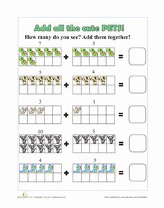 worksheet for adding and subming numbers to the same number in each column