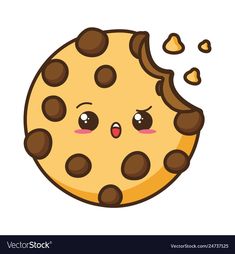 a cartoon cookie with chocolate chips on it