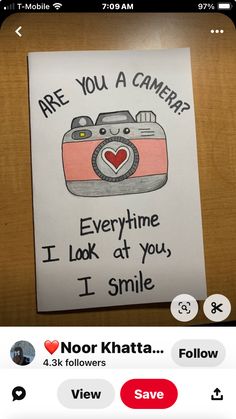 an image of a camera with the caption'are you a camera? everyone i look at you, i smile '