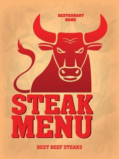 Steak Menu. Best beef steaks. Menu card design Steak Menu, Vector Snowflake, Beef Steaks, Menu Card Design, Design Advertisement, Restaurant Names, Chicken Steak, Menu Card, Beef Steak