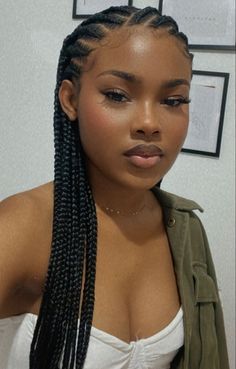 8-10 Feeder Braids, Braids Easy Black Women, Two Cornrow Braids Black Women, Stitch In Braids, Easy Twists Natural Hair, Quick Braid Styles Black Hair Simple, Cornrows With Knotless Box Braids, Feedins Braids For Black Women, Corn Rolls Braids Hairstyles Cornrows