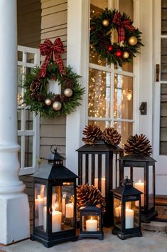 Grinch Decorations, Christmas Porch Decor, Christmas Porch, Lanterns Decor, Outdoor Lanterns, Porch Decor, Front Door Decor