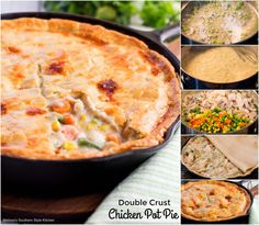 chicken pot pie collage with multiple pictures