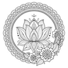 a circular frame with flowers and leaves in the center on a white background stock photo