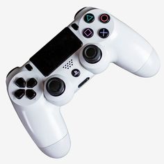 a close up of a white video game controller with buttons on it's side