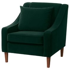 FLINSHULT armchair, Djuparp dark green, Armrest height: 22 1/2 ". With its durable upholstery, softly sloping armrests and cone-shaped wooden legs, this spacious armchair suits any room in the home. Made for comfortable relaxing after a long day at work. Frame: 100 % polypropylene. Tudor Remodel, 1930 House, Office Revamp, German Architecture, Accent Chairs & Armchairs, Green Armchair, Chair Slipcover, Nest Design, Armchair Furniture