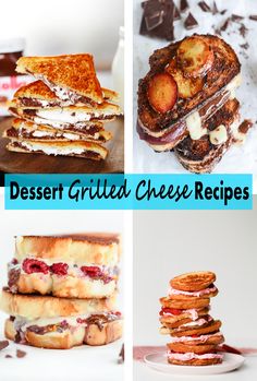 four different dessert grilled cheese recipes