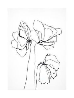 a black and white drawing of a flower