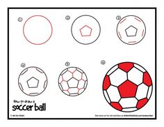 the instructions for how to draw a soccer ball with different shapes and sizes on it