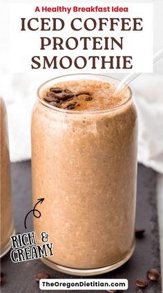 Looking for a quick and easy breakfast idea? Try this Cold Brew Coffee Protein Smoothie! High in protein and full of flavor, this healthy breakfast is perfect for those busy mornings. Enjoy the smooth blend of cold brew coffee with a protein punch to keep you satisfied and ready to tackle the day. Ready in minutes, this delicious breakfast smoothie is a must-try! #healthybreakfast #proteinsmoothie #breakfastsmoothie Cold Brew Smoothie, Coffee Breakfast Smoothie, Protein Breakfast Smoothie, Coffee Smoothie Recipes, Iced Coffee Protein Shake Recipe, Iced Coffee Protein Shake, Coffee Protein Shake, High Protein Smoothies