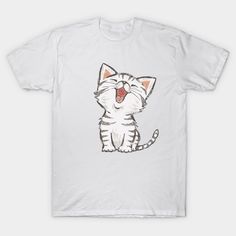 American Shorthair happy -- Choose from our vast selection of Crewneck and V-Neck T-Shirts to match with your favorite design to make the perfect graphic T-Shirt. Pick your favorite: Classic, Boxy, Tri-Blend, V-Neck, or Premium. Customize your color! For men and women. Funny White T-shirt With Cat Design, White Kawaii T-shirt With Cat Print, White Graphic Tee With Cat Design, Funny White Top With Cat Design, Fun Short Sleeve T-shirt With Cat Print, Funny White Top With Cat Print, White Graphic Tee With Cat Print, American Shorthair, Cat T Shirt