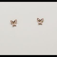 Nwt Esteemila Jewelry Kids 14k And Diamonds Stud Pierced Earrings.