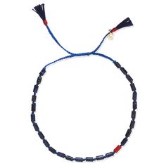 Nylon cord, plated brass Style Number: DB428 (1) Adjustable Nylon Cord Beaded Bracelets For Beach, Casual Beaded Bracelets With Nylon Cord For Beach, Adjustable Beaded Friendship Bracelets With Nylon Cord, Casual Beaded Braided Bracelets With Waxed Cord, Casual Beaded Bracelets With Adjustable Nylon Cord, Casual Beaded Bracelets With Nylon Cord, Navy Adjustable Casual Bracelets, Casual Beaded Bracelets With Waxed Cord, Casual Blue Beaded Braided Bracelet