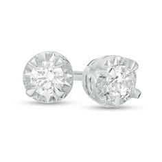 Lend the perfect touch of shimmer to your look with these diamond solitaire stud earrings. Crafted in sterling silver, each earring features a single dazzling 1/15 ct. diamond artfully set to enhance size and sparkle. Splendid with 1/6 ct. t.w. of diamonds and a bright polished shine, these post earrings secure comfortably with friction backs. Gold Bar Earrings Studs, Gold Bar Earrings, Aquamarine Earrings, Solitaire Studs, Dangly Earrings, Gold Earrings Dangle, Sterling Silver Earrings Studs, Diamond Stone, Diamond Earrings Studs