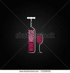 a bottle of wine and a glass on a black background with the words wine house