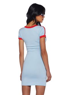 This bodycon dress has a stretchy knit construction with contrast trim detailing and short sleeves. Halloween Costume Boots, Plus Swim, Western Shop, Short Sleeve Bodycon Dress, Group Costumes, Halloween News, Sleeve Bodycon Dress, Halloween Sale, Festival Dress