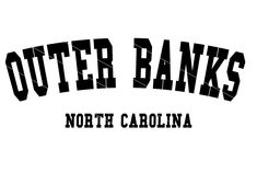 the outer banks north carolina logo is shown in black and white, with an old - fashioned