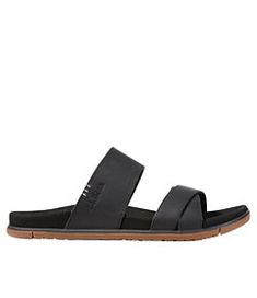 Black Leather Strap Sport Sandals, Black Slip-on Sandals With Leather Footbed, Black Leather T-strap Sandals With Leather Footbed, Fair Trade Leather Slip-on Sandals, Black T-strap Sandals With Flat Leather Sole, Leather Strap Sandals, Ll Bean, Water Shoes, Strap Sandals