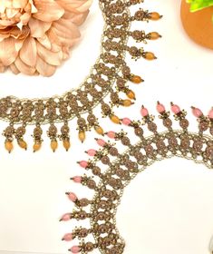 This is a beautiful Choker that comes with a set of earrings and maangtika. Can be worn on any outfit or for a bridal look as its a complete set. Comes in 2 colors - Pastel Pink and Beige Gold Chandbali Bridal Necklace In Bohemian Style, Bohemian Kundan Bridal Necklace For Diwali, Bohemian Stone Work Jhumkas For Wedding, Bohemian Bridal Kundan Necklace For Diwali, Gold Bohemian Bridal Necklace With Latkans, Bohemian Gold Bridal Necklace With Stone Work, Bohemian Bridal Necklace With Cutdana For Diwali, Bohemian Jewelry With Gota Work For Festive Season, Gold Bohemian Tikka With Meenakari