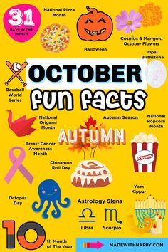 a poster with the words october fun faces written in different font and numbers on it