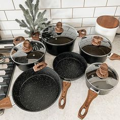 Cottagecore Pots And Pans, Cute Pots And Pans Set, Cooking Pots Set, Cooking Pots And Pans, Pot And Pan Set, Kitchen Pans, Kitchen Cookware Sets, Induction Cookware, Nonstick Cookware Sets