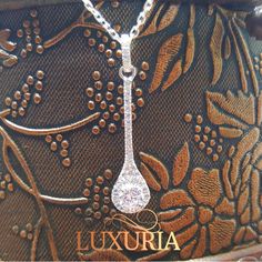 Luxuria bridal jewellery NZ, 925 sterling silver decorated with diamond simulants.  Pendant with italian silver chain Louis Vuitton Bag Neverfull, Round Cut Diamond, Pure Silver