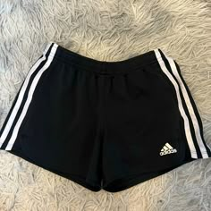 Worn, But Look Brand New Addidas Shorts, Adidas Shorts Women, Adidas Soccer Shorts, Adidas Bottoms, Soccer Shorts, Black And White Shorts, Adidas Girl, Girls Stripes, Adidas Shorts