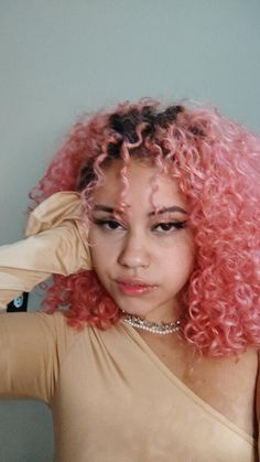 Pink Brown Curly Hair, Hair Colour For Curly Hair, Impulsive Decisions, Virtual Angel, Hair Stripes