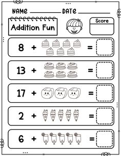 the addition fun worksheet for kids to practice numbers and subtractions