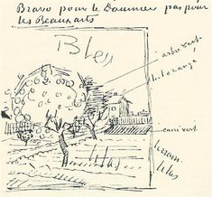 a drawing with writing on it and trees in the background