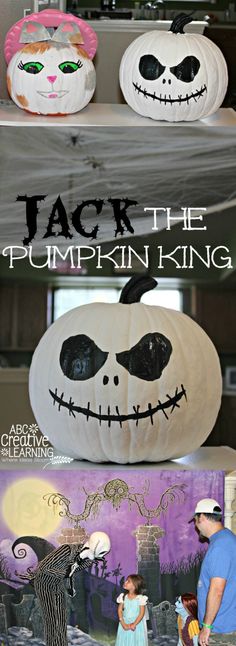 two pumpkins with faces on them and the words jack the pumpkin king