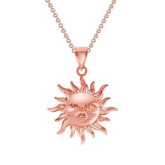 The Sun with Face Pendant Necklace is a captivating and symbolic piece of jewelry that embodies the essence of the sun, often representing life, warmth, and enlightenment. The pendant typically features a detailed sun with a human-like face at its center, radiating beams or rays that symbolize the sun's powerful energy and influence. Product Information • Metal: 10k or 14k in Yellow/Rose/White Gold • Weight: 10k - 1.4 g. | 14k - 1.5 g.• Dimensions: 1" inches x 0.7" inches • Chain: Rolo Chain with Spring Ring Clasp - 1 g. SKU: M1068B Spiritual Sun Design Pendant Jewelry, Symbolic Jewelry With Sun Design Round Pendant, Symbolic Round Pendant Jewelry With Sun Design, Symbolic Sun Design Round Pendant Jewelry, Spiritual Sun Design Jewelry, Spiritual Sun And Moon Design Jewelry, Sun With Face, Face Pendant, Sun Face