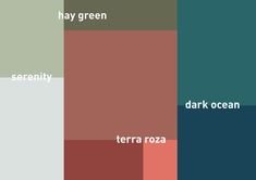 the color scheme for terra roza is shown in shades of green, red and blue