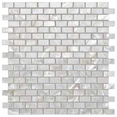 1 Sheet White 11.8 in. x 11.8 in. Mosaic Glossy Natural Seashell (0.96 sq. ft./Each) Kitchen Backsplash