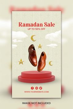 the ramadan sale flyer is displayed with shoes on display