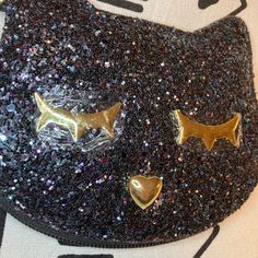 Brand New W/O Tags. Glitter Cat Wallet. Brand Is Betsy Johnson. Still Has Plastic On Front Of Wallet And Foam Insert In Wallet. **See Other Listing For Matching Betsy Johnson Wristlet Any 2 Or More Listings Receive A Discount! Please Always Ask Any Questions Trendy Black Wallets For Party, Cat Wallet, Betsey Johnson Bags, Betsy Johnson, Gold Black, Betsey Johnson, Bag Lady, Glitter, Wallet