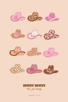 a bunch of hats that are on top of a pink background with the words, howt howt?