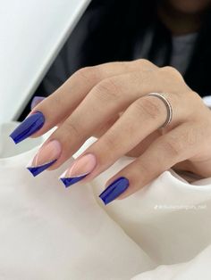 Wow Nails, Formal Nails, Glow Nails, Classy Acrylic Nails, Blue Nail, Acrylic Nails Coffin Short, Short Acrylic Nails Designs, Neutral Nails