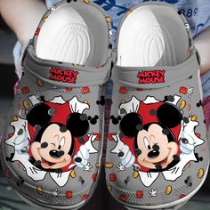 Funny Mickey Mouse Clogs For Kids And Adults Disney Crocs, Mickey Mouse Gifts, Crocs Ideas, Beach Running, Shoes Crocs, Iconic Shoes, Crocs Clog, Trendy Patterns, Cartoon Shoes