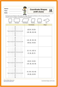 coordinate shapes worksheet with lines and numbers on the same page, which is also in