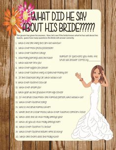 a paper cut out of a bride's dress with the words what did he say about his bride?