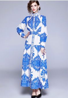 Luxurious Vintage Dress / Fashionsarah.com Elegant Cotton Midi Dress With Lace Trim, Elegant Cotton Maxi Dress With Lace Trim, Elegant Flowy Cotton Maxi Dress, Elegant Blue Maxi Dress With Lace Trim, Flowy Cotton Midi Dress, Elegant Long Sleeve Cotton Maxi Dress, Elegant Flowy Cotton Midi Dress, Elegant Fitted Cotton Maxi Dress, Blue Bodycon Dress