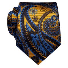 YourTies Blue Tie Luxury Golden Blue Paisley Silk Necktie Dapper Blue Tie For Gift, Dapper Blue Tie Suitable For Gift, Dapper Blue Tie As Gift, Blue Paisley Print Ties For Business, Blue Paisley Print Business Ties, Blue Tie For Black Tie Event And Father's Day, Blue Tie For Father's Day Party, Blue Paisley Print Ties For Black Tie Events, Blue Paisley Print Ties For Black Tie Occasion