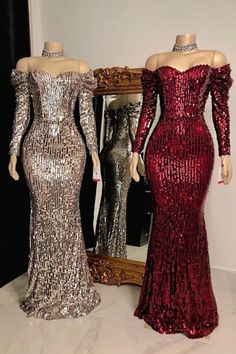 Strapless Sweetheart Sequins Floor Length Mermaid Evening Dresses with – Ballbella Sequin Prom Dresses Mermaid, Evening Gowns Gold, Sequins Prom Dress, Baju Kahwin, Prom Dress Mermaid, Luxurious Dresses, Floor Length Prom Dresses, Sequin Prom Dress, Dress Mermaid