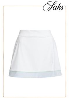 From the RLX Golf Collection. Crafted of an interlock stretch weave, this skort from RLX Ralph Lauren features a faux-wrap silhouette and contrast trim. Elasticized waist Back zip pocket Pulls on 80% nylon/20% elastane Interior shorts: 88% polyester/12% elastane Machine washable Imported SIZE  FIT This style is constructed in a stretch fabric for a slim fit About 17 long Model measurements: 5'10 tall Model is wearing a US size Small Rlx Golf, Golf Collection, Wrap Skort, Tall Model, Contrast Trim, Model Measurements, Stretch Fabric, Zip Pockets, Tennis