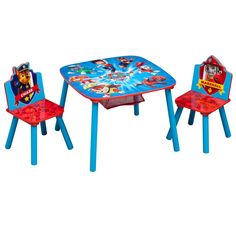 children's table and chairs with paw patrol theme