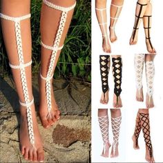 Boho Barefoot Sandals, Crochet Barefoot Sandals, Crochet Socks Pattern, Cotton Bracelet, Foot Bracelet, Macrame Dress, Mode Crochet, Ankle Chain